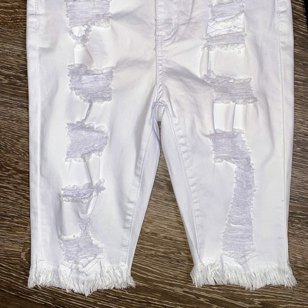 New Fashion Nova Small Asking For Trouble Bermuda Denim Bike Shorts Destructed - Picture 5 of 6